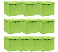 vidaXL Boîtes de rangement avec couvercles 10 pcs. Vert 32x32x32 cm Tissu