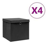 vidaXL Opbergboxen met deksel 4 st 28x28x28 cm zwart325188 Noir G