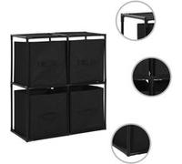 vidaXL Armoire de rangement - Avec 4 paniers tissu noir