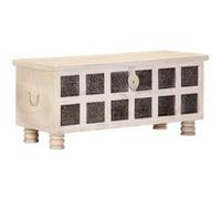 vidaXL Opbergkist 110x40x45 cm massief acaciahout wit247670 Blanc G