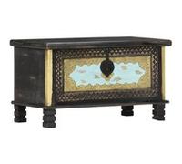 vidaXL Coffre de rangement en bois de manguier massif 80x40x45 cm Noir
