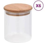 vidaXL Opbergpotten met bamboe deksel 6 st 600 ml glas150694 Transparent G