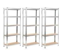 vidaXL Étagères de stockage 5 niveaux 3 pièces Argenté Acier et bois composite