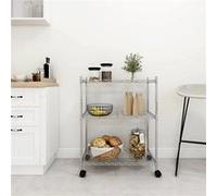 vidaXL Étagère de stockage avec 3 étagères et roulettes 60x35x81 cm Chromé 150 kg