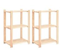 vidaXL Étagères de rangement à 3 niveaux 2 pcs 60x38x90 cm Pin 150 kg