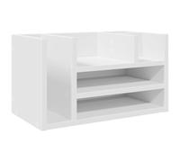vidaXL Organisateur de Bureau Blanc 44,5x24x25 cm Bois d'ingénierie, Rangement de Bureau, Support de Rangement de Bureau, Porte-Dossier de Bureau