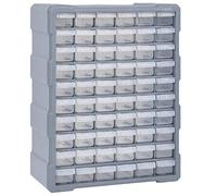 vidaXL Organisateur Multi-Tiroirs, 60 Tiroirs, Gris, Plastique PP, Rangement pour Outils et Bricolage, Armoire Murale Atelier pour Vis, Clous, Boulons et Petites Pièces