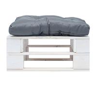 vidaXL Ottomane de jardin Palettes avec coussins en bois gris blanc