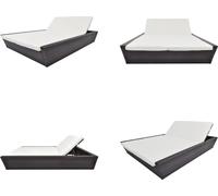 vidaXL Outdoor Lounge Bett mit Polster Poly Rattan Braun - Outdoor-Tagesliege - Outdoor-Tagesliege - Outdoor-Lounge - Outdoor-Lounges