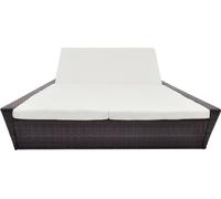 vidaXL Outdoor-Lounge-Lit avec coussin Poly Rattan Brun