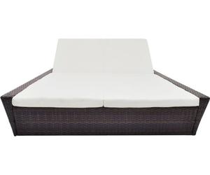 vidaXL Outdoor-Lounge-Lit avec coussin Poly Rattan Brun