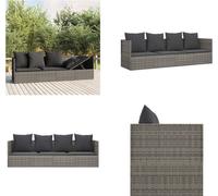 vidaXL Outdoor Lounge Lit avec coussins Gris Poly Rattan - Outdoor Lounge Lit - Outdoor Lounge Lits - Meubles de jardin - Terrassenmöbel
