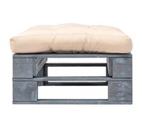 vidaXL Outdoor-Ottomane Palettes avec coussins en bois gris sable