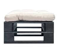 vidaXL Outdoor-Ottomane Palettes avec coussins en bois sable noir