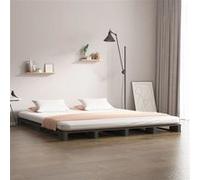 vidaXL Palletbed massief grenenhout grijs 120x190 cm821429 Gris G