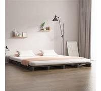 vidaXL Palletbed massief grenenhout grijs 200x200 cm821414 Gris G