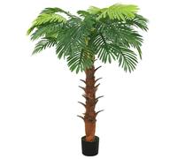 vidaXL Palmier cycas artificiel avec pot – 160 cm, vert, bois massif & plastique, 28 feuilles