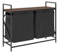 vidaXL Panier à linge 2 compartiments avec étagère, aspect chêne brun