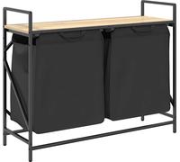 vidaXL Panier à linge 2 compartiments avec étagère Chêne Sonoma
