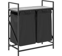 vidaXL Panier à linge 2 compartiments avec étagère Gris Sonoma