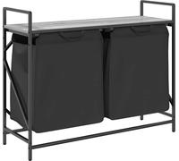 vidaXL Panier à linge 2 compartiments avec étagère Gris Sonoma