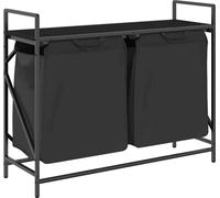 vidaXL Panier à linge 2 compartiments avec étagère Noir imitation chêne