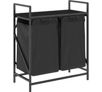 vidaXL Panier à linge 2 compartiments avec étagère Noir imitation chêne