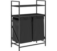 vidaXL Panier à linge 2 compartiments avec étagères Chêne noir