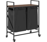 vidaXL Panier à linge 2 compartiments avec roulettes Chêne brun