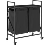 vidaXL Panier à linge 2 compartiments avec roulettes Chêne noir