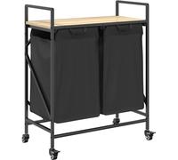 vidaXL Panier à linge 2 compartiments avec roulettes Chêne Sonoma