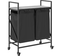 vidaXL Panier à linge 2 compartiments avec roulettes Gris Sonoma