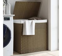 vidaXL Panier à linge 2 sections résine tressée