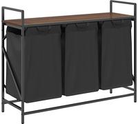 vidaXL Panier à linge 3 compartiments avec étagère, aspect chêne brun