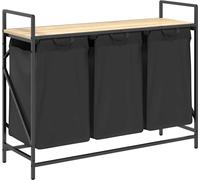 vidaXL Panier à linge 3 compartiments avec étagère Chêne Sonoma