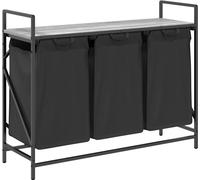 vidaXL Panier à linge 3 compartiments avec étagère Gris Sonoma
