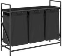 vidaXL Panier à linge 3 compartiments avec étagère Noir imitation chêne