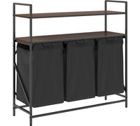 vidaXL Panier à linge 3 compartiments avec étagères Chêne brun