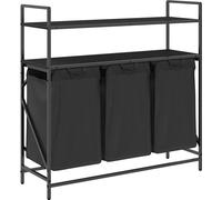 vidaXL Panier à linge 3 compartiments avec étagères Chêne noir