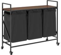 vidaXL Panier à linge 3 compartiments avec roulettes Chêne brun