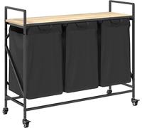vidaXL Panier à linge 3 compartiments avec roulettes Chêne Sonoma