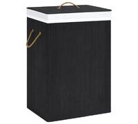 Panier à linge avec 2 sections bambou noir 72 L 320745