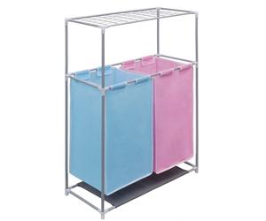 vidaXL Panier à linge à 2 compartiments 2 pièces avec séchoir
