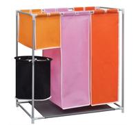 vidaXL Panier à linge à 3 compartiments 2 pièces avec seau de lavage