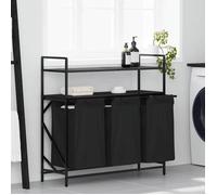 vidaXL Panier à linge 3 compartiments avec étagères Chêne noir