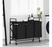 vidaXL Panier à linge 3 compartiments avec roulettes Chêne noir