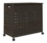 vidaXL Panier à linge à roulettes brun foncé 66x35x60 cm rotin