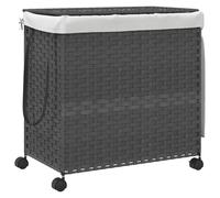 vidaXL Panier à linge à roulettes Gris 60x35x60,5 cm Rotin