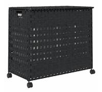 vidaXL Panier à linge à roulettes rotin 66x35x60 cm noir 372047