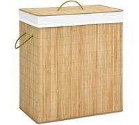 VidaXL Panier à linge - 2 sections - Bambou - 100 L